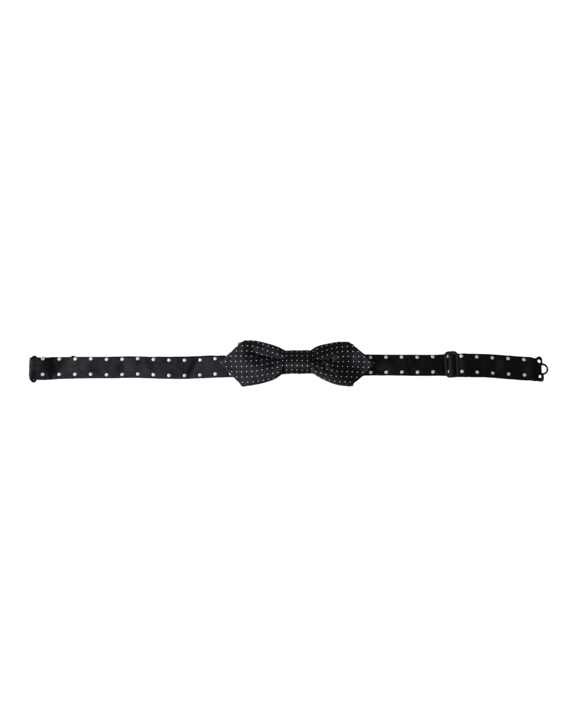 Dolce & Gabbana Black Silk Polka Dot Adjustable Neck Men Papillon Bow Tie - ClickThatClicks 