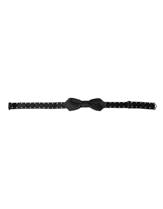 Dolce & Gabbana Black Silk Polka Dot Adjustable Neck Men Papillon Bow Tie - ClickThatClicks 