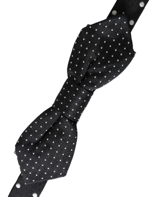 Dolce & Gabbana Black Silk Polka Dot Adjustable Neck Men Papillon Bow Tie - ClickThatClicks 