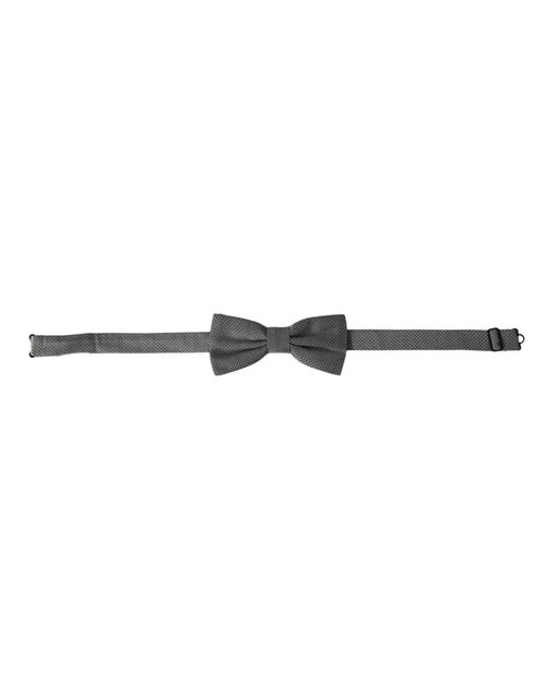 Dolce & Gabbana Gray Silk Patterned Adjustable Neck Men Papillon Bow Tie - ClickThatClicks 