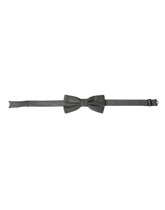 Dolce & Gabbana Gray Silk Patterned Adjustable Neck Men Papillon Bow Tie - ClickThatClicks 
