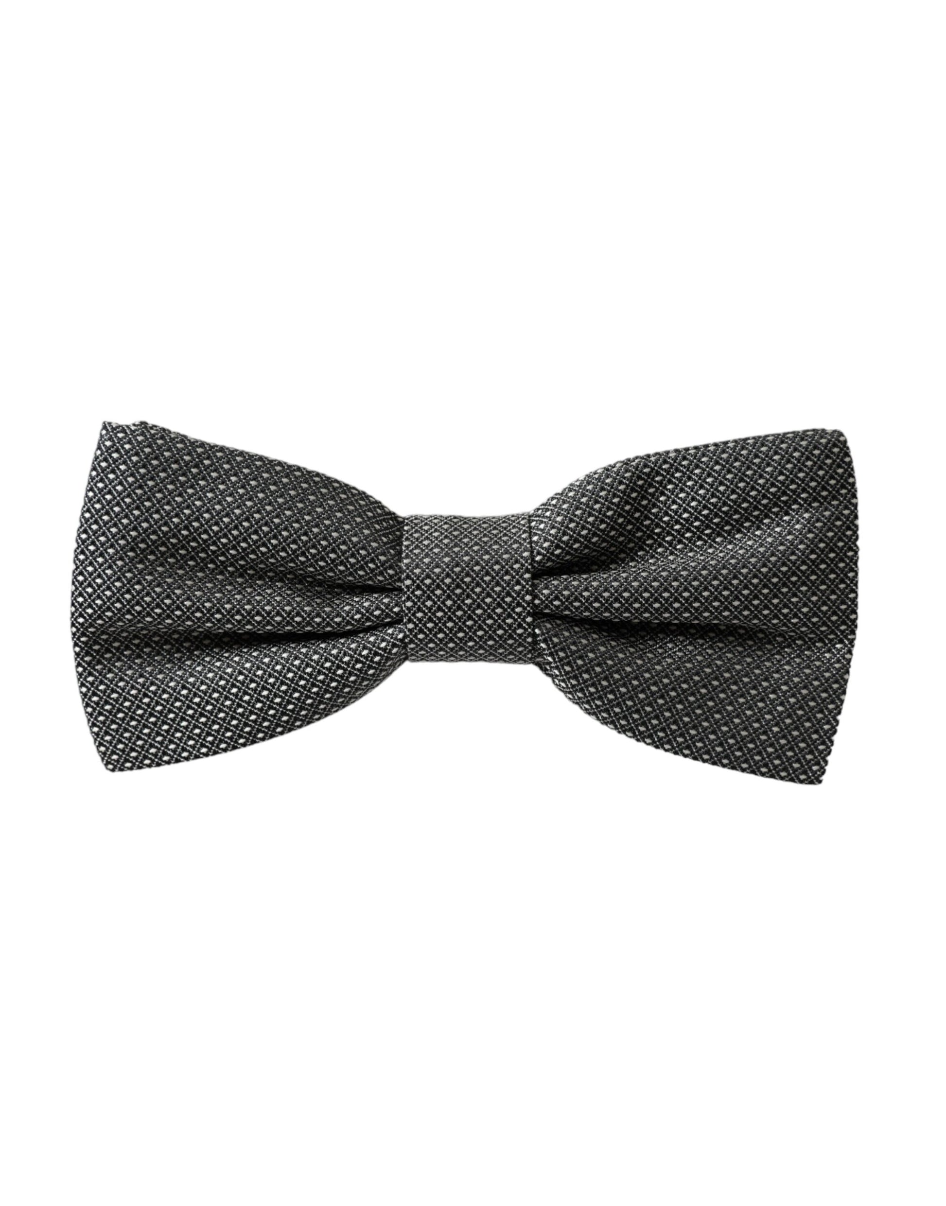 Dolce & Gabbana Gray Silk Patterned Adjustable Neck Men Papillon Bow Tie - ClickThatClicks 