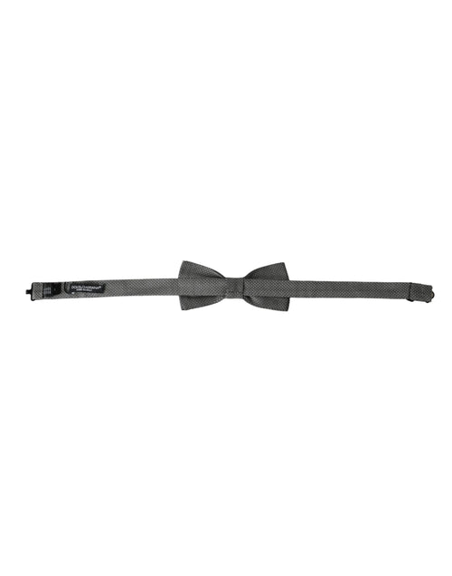 Dolce & Gabbana Gray Silk Patterned Adjustable Neck Men Papillon Bow Tie - ClickThatClicks 