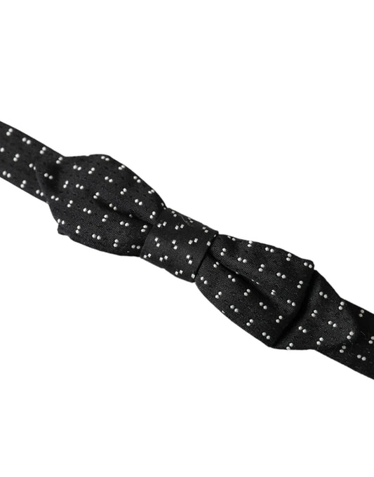 Dolce & Gabbana Dark Gray Silk Patterned Adjustable Neck Men Papillon Bow Tie