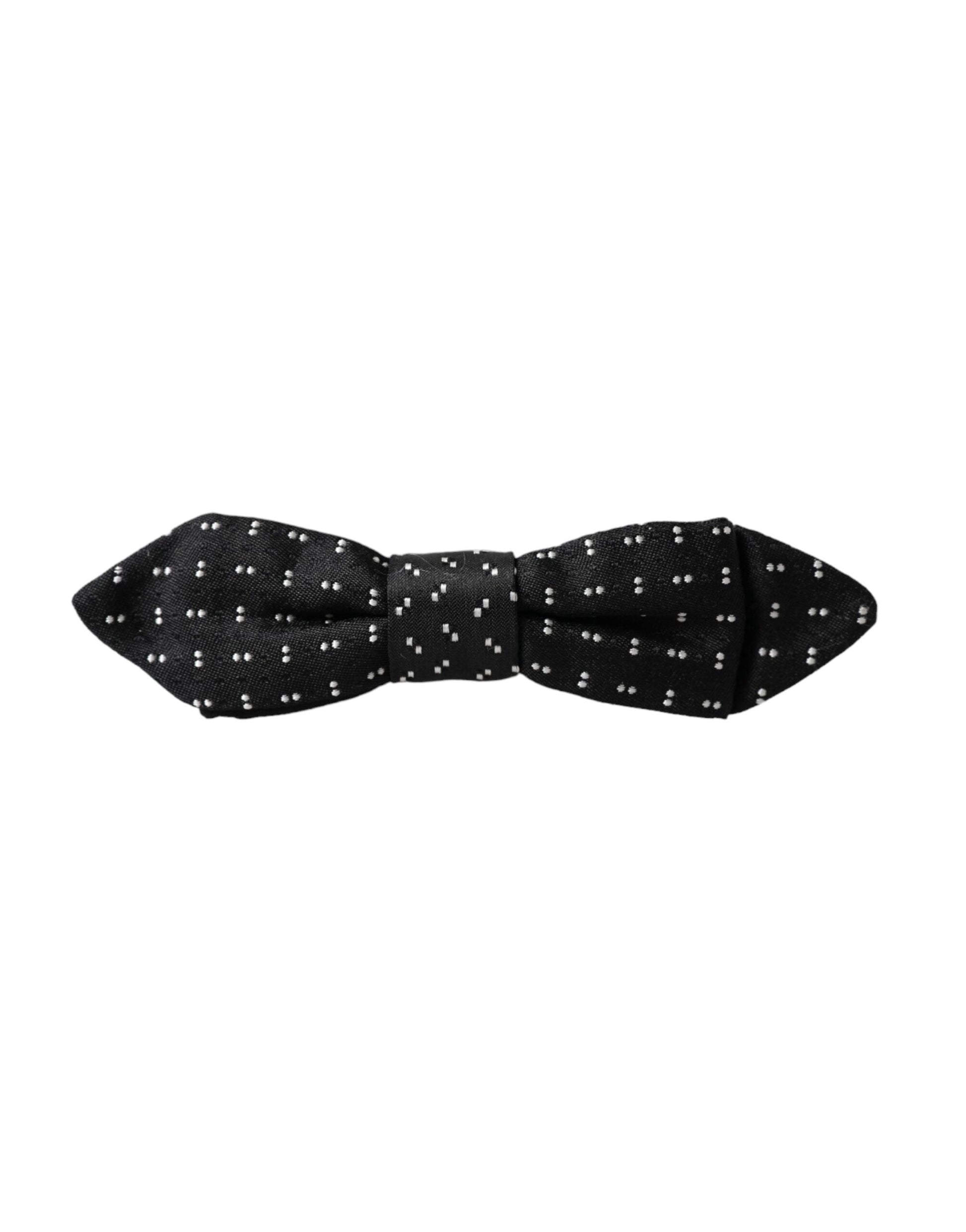 Dolce & Gabbana Black Silk Patterned Adjustable Neck Men Papillon Bow Tie - ClickThatClicks 