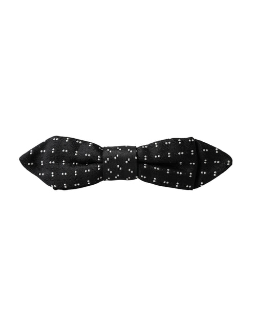 Dolce & Gabbana Black Silk Patterned Adjustable Neck Men Papillon Bow Tie - ClickThatClicks 