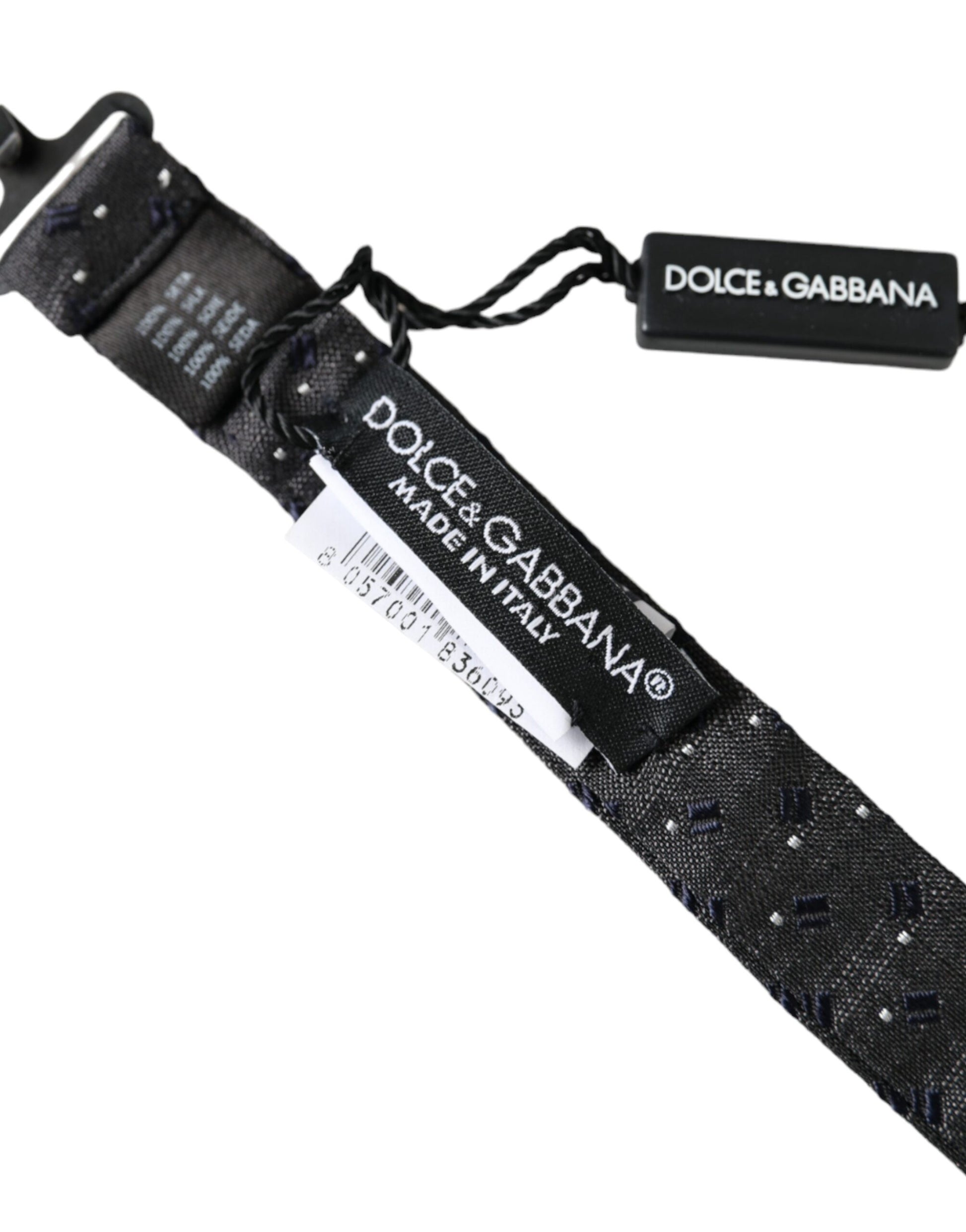 Dolce & Gabbana Black Silk Patterned Adjustable Neck Men Papillon Bow Tie - ClickThatClicks 