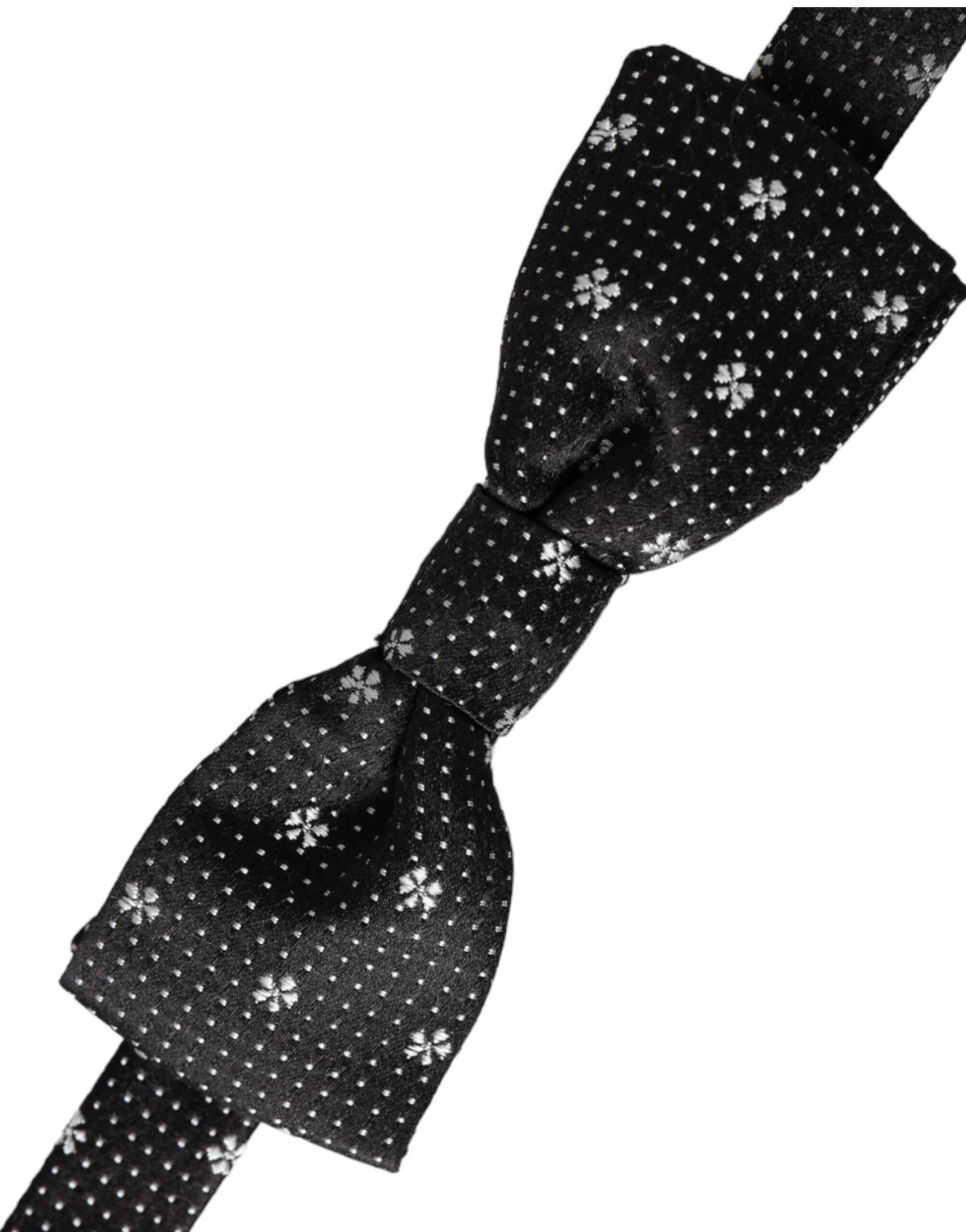 Dolce & Gabbana Black Silk Floral Adjustable Neck Men Papillon Bow Tie - ClickThatClicks 