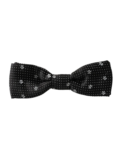 Dolce & Gabbana Black Silk Floral Adjustable Neck Men Papillon Bow Tie - ClickThatClicks 