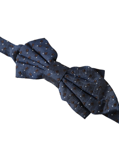 Dolce & Gabbana Navy Blue Silk Patterned Adjustable Men Papillon Bow Tie - ClickThatClicks 