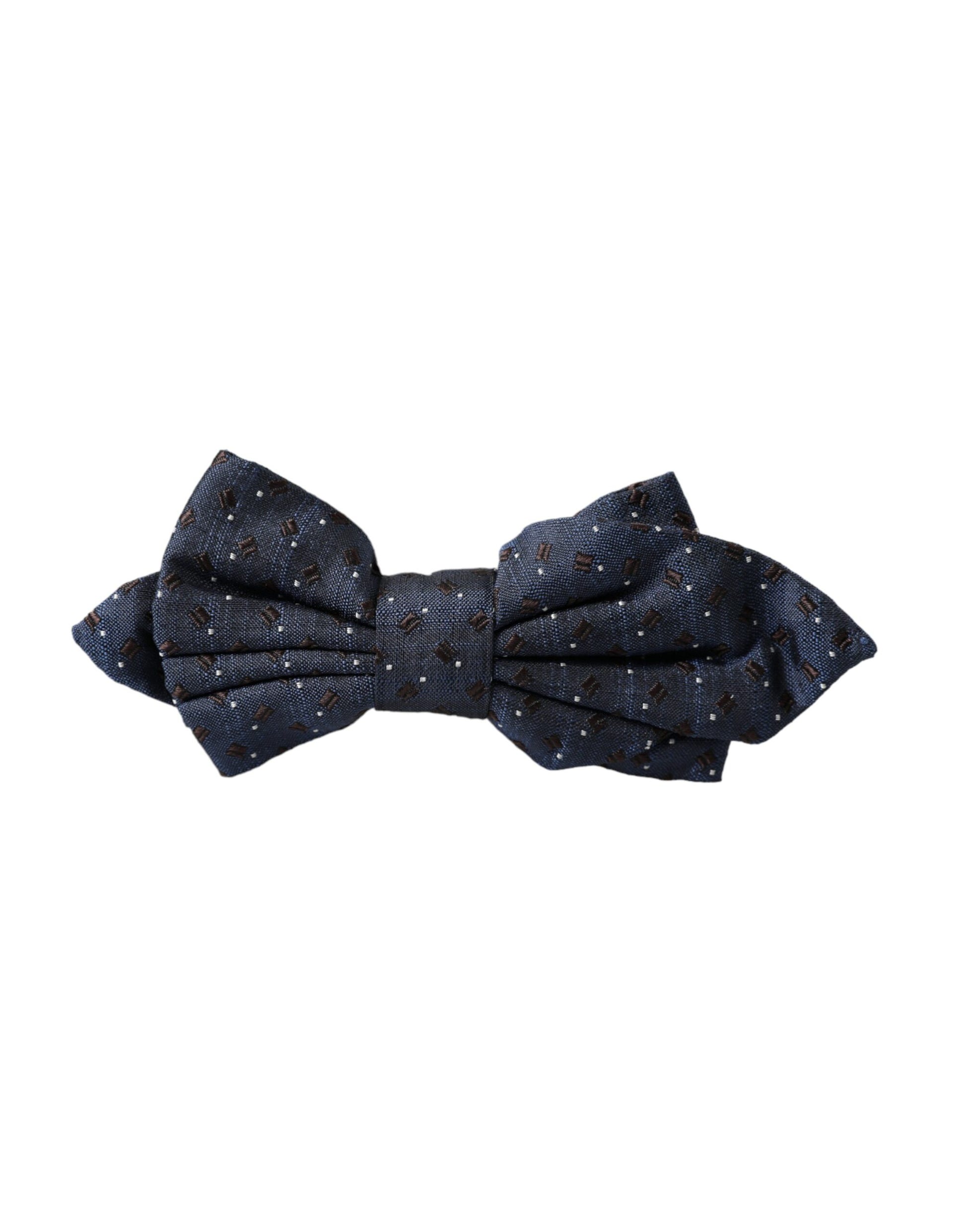 Dolce & Gabbana Navy Blue Silk Patterned Adjustable Men Papillon Bow Tie - ClickThatClicks 