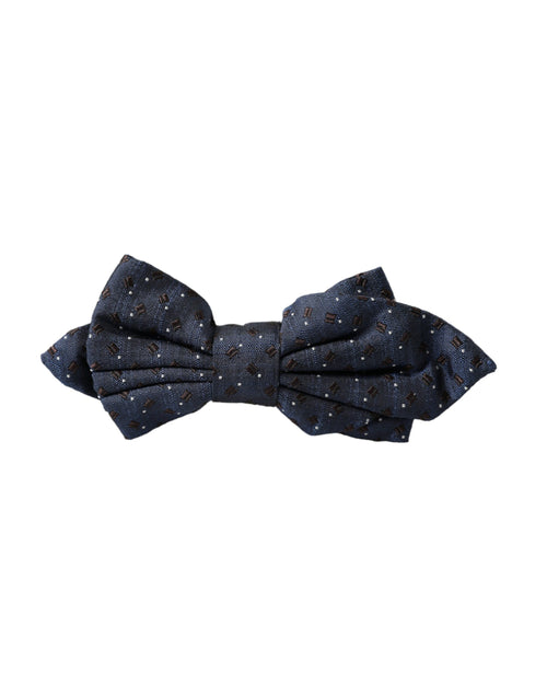 Dolce & Gabbana Navy Blue Silk Patterned Adjustable Men Papillon Bow Tie - ClickThatClicks 