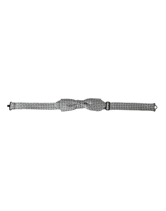 Dolce & Gabbana Gray Silk Polka Dot Adjustable Neck Men Papillon Bow Tie - ClickThatClicks 