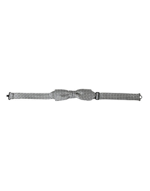 Dolce & Gabbana Gray Silk Polka Dot Adjustable Neck Men Papillon Bow Tie - ClickThatClicks 