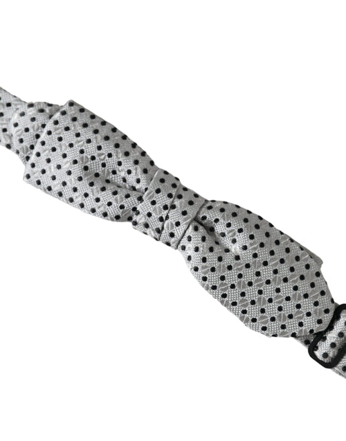 Dolce & Gabbana Gray Silk Polka Dot Adjustable Neck Men Papillon Bow Tie - ClickThatClicks 