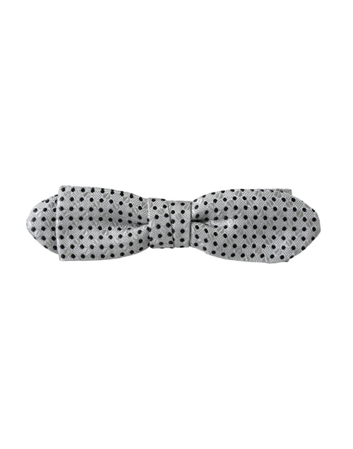 Dolce & Gabbana Gray Silk Polka Dot Adjustable Neck Men Papillon Bow Tie - ClickThatClicks 