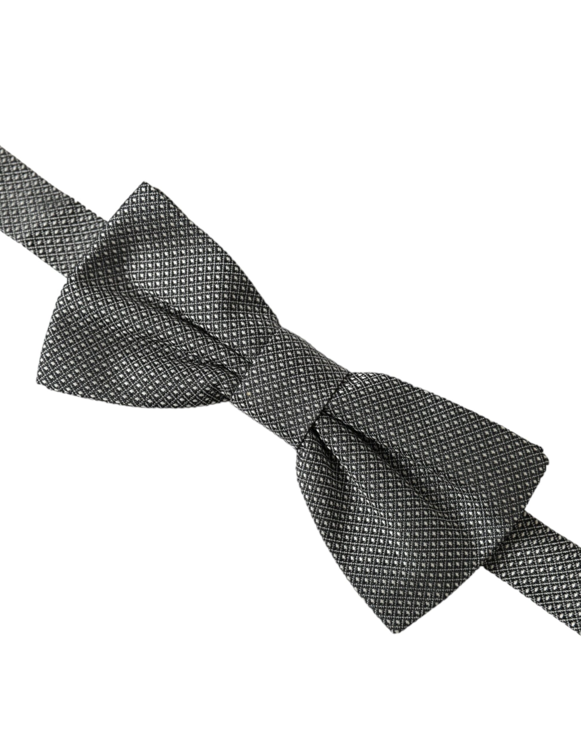 Dolce & Gabbana Gray Silk Patterned Adjustable Neck Men Bow Tie - ClickThatClicks 