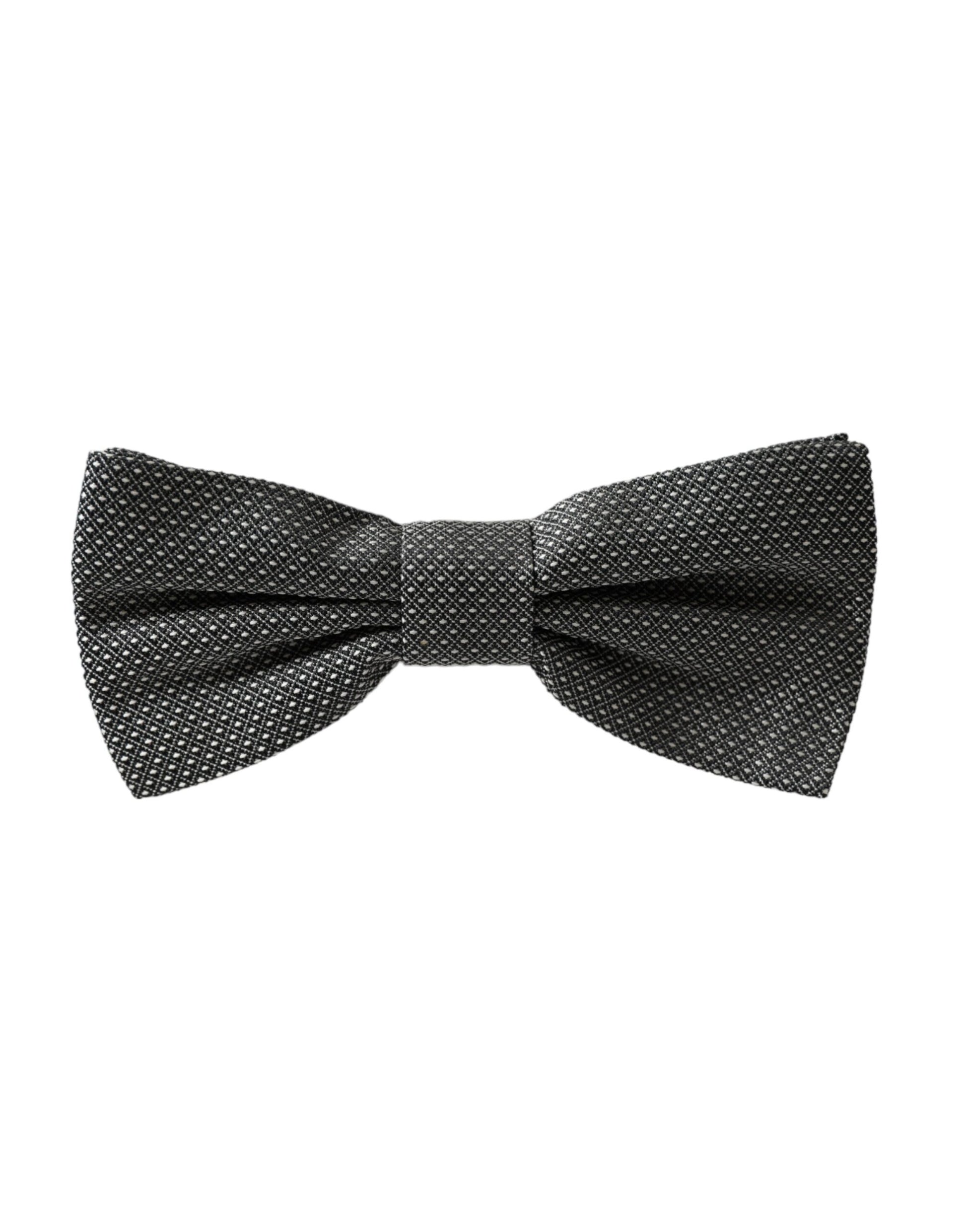 Dolce & Gabbana Gray Silk Patterned Adjustable Neck Men Bow Tie - ClickThatClicks 