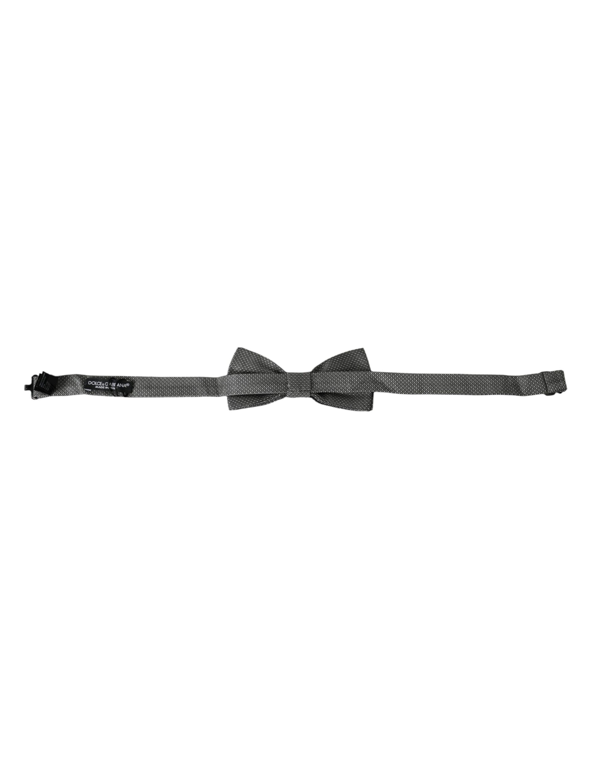 Dolce & Gabbana Gray Silk Patterned Adjustable Neck Men Bow Tie - ClickThatClicks 