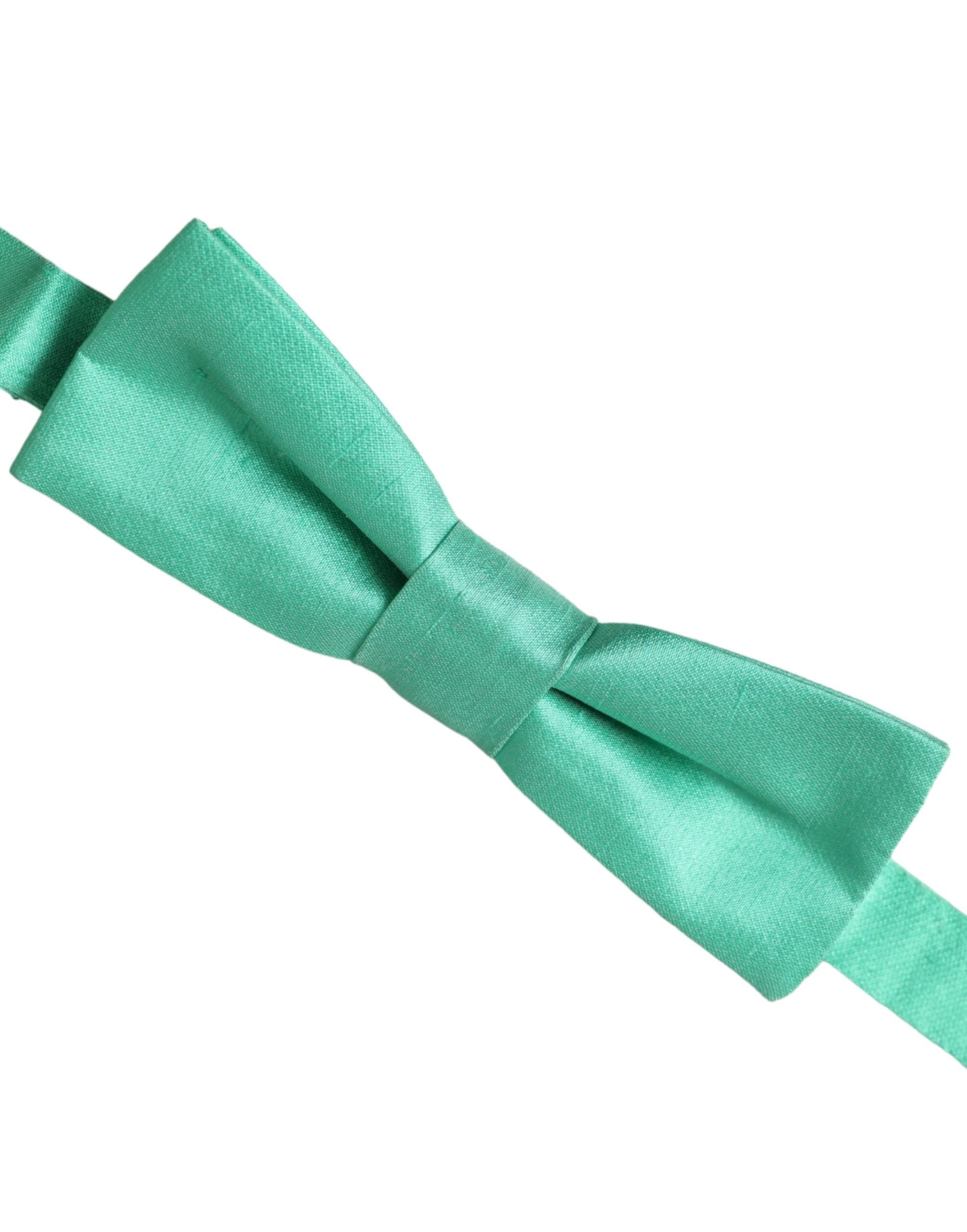Dolce & Gabbana Mint Green Silk Adjustable Neck Men Bow Tie - ClickThatClicks 