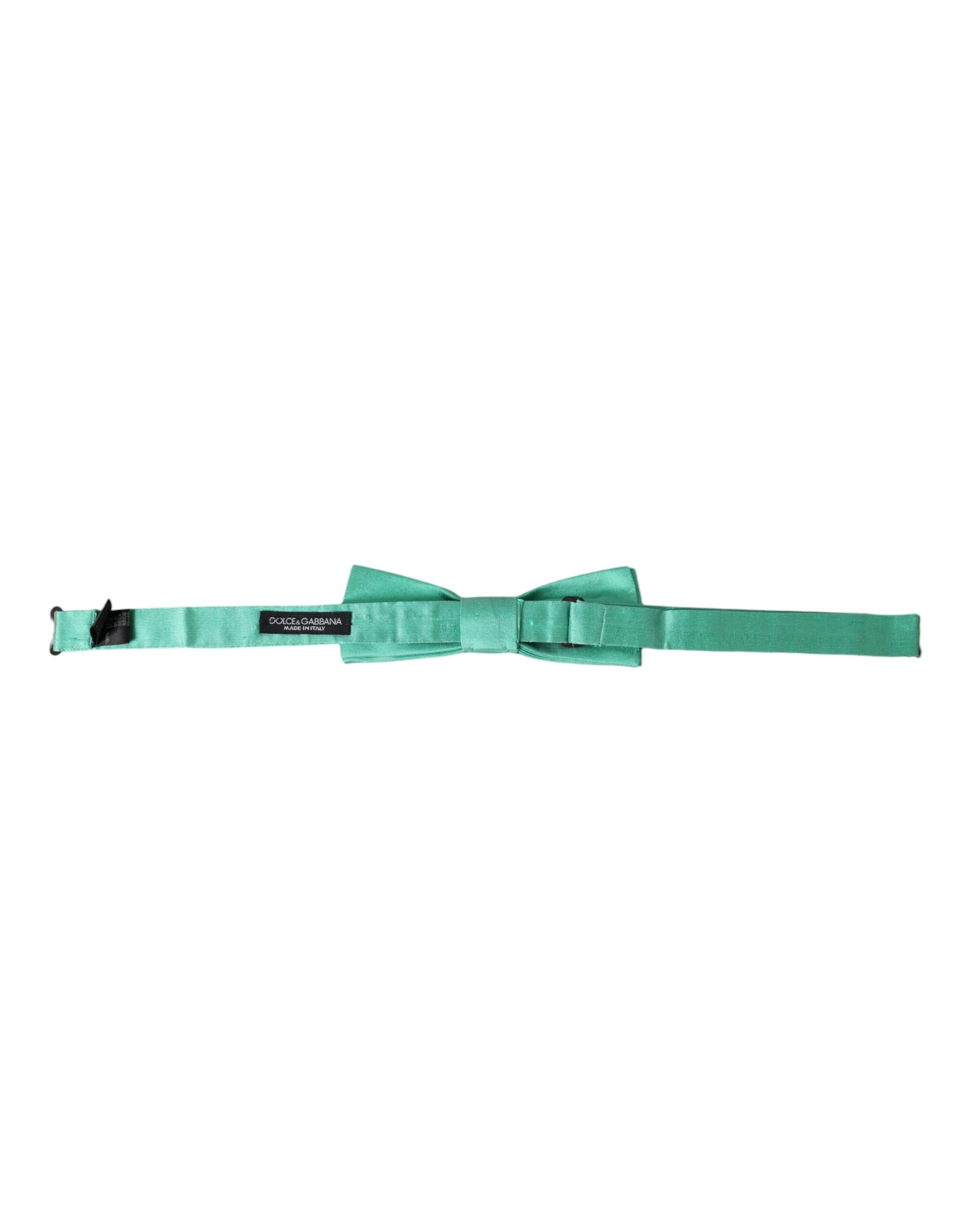Dolce & Gabbana Mint Green Silk Adjustable Neck Men Bow Tie - ClickThatClicks 