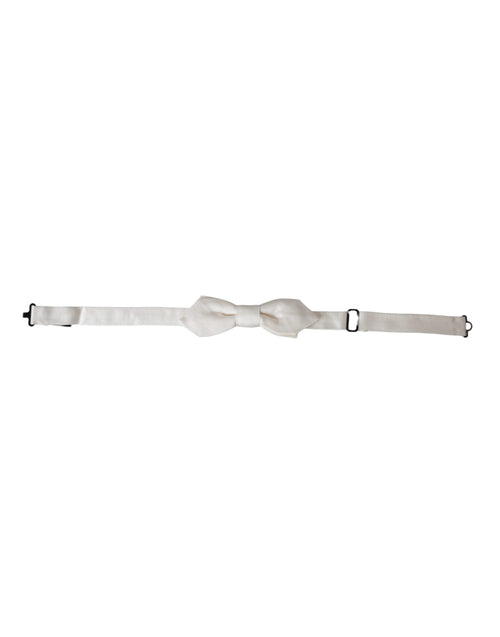 Dolce & Gabbana White Silk Adjustable Neck Men Papillon Bow Tie - ClickThatClicks 