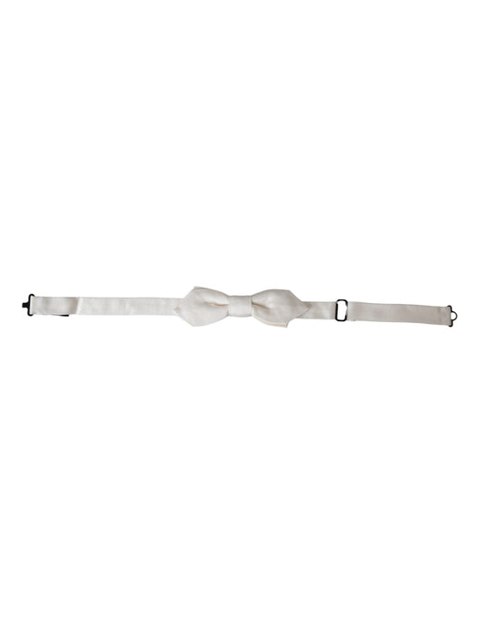 Dolce & Gabbana White Silk Adjustable Neck Men Papillon Bow Tie - ClickThatClicks 