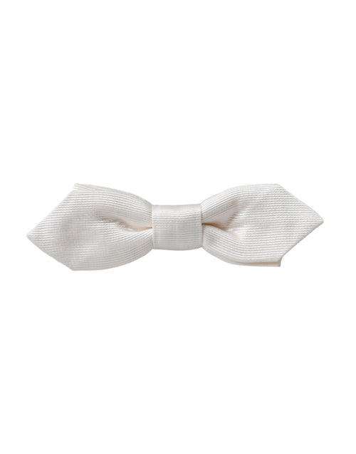 Dolce & Gabbana White Silk Adjustable Neck Men Papillon Bow Tie - ClickThatClicks 