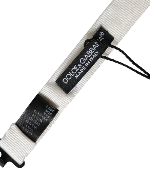 Dolce & Gabbana White Silk Adjustable Neck Men Papillon Bow Tie - ClickThatClicks 