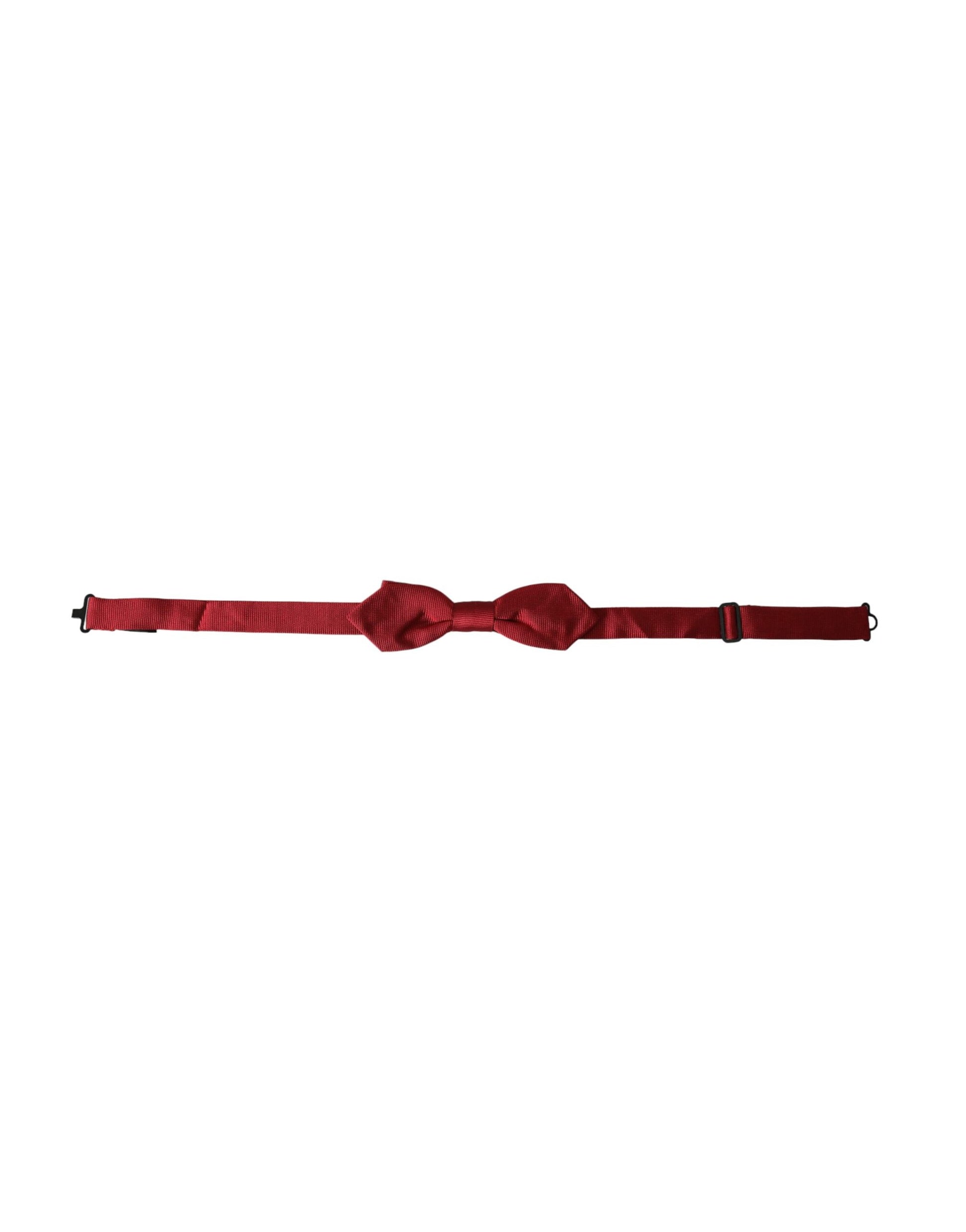 Dolce & Gabbana Red Silk Jacquard Adjustable Neck Men Bow Tie - ClickThatClicks 