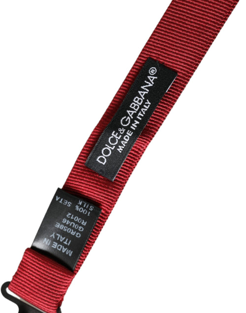 Dolce & Gabbana Red Silk Jacquard Adjustable Neck Men Bow Tie - ClickThatClicks 