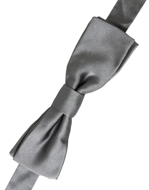 Dolce & Gabbana Gray Satin Silk Adjustable Neck Men Papillon Bow Tie - ClickThatClicks 
