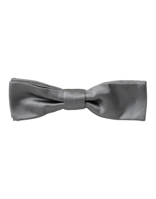 Dolce & Gabbana Gray Satin Silk Adjustable Neck Men Papillon Bow Tie - ClickThatClicks 
