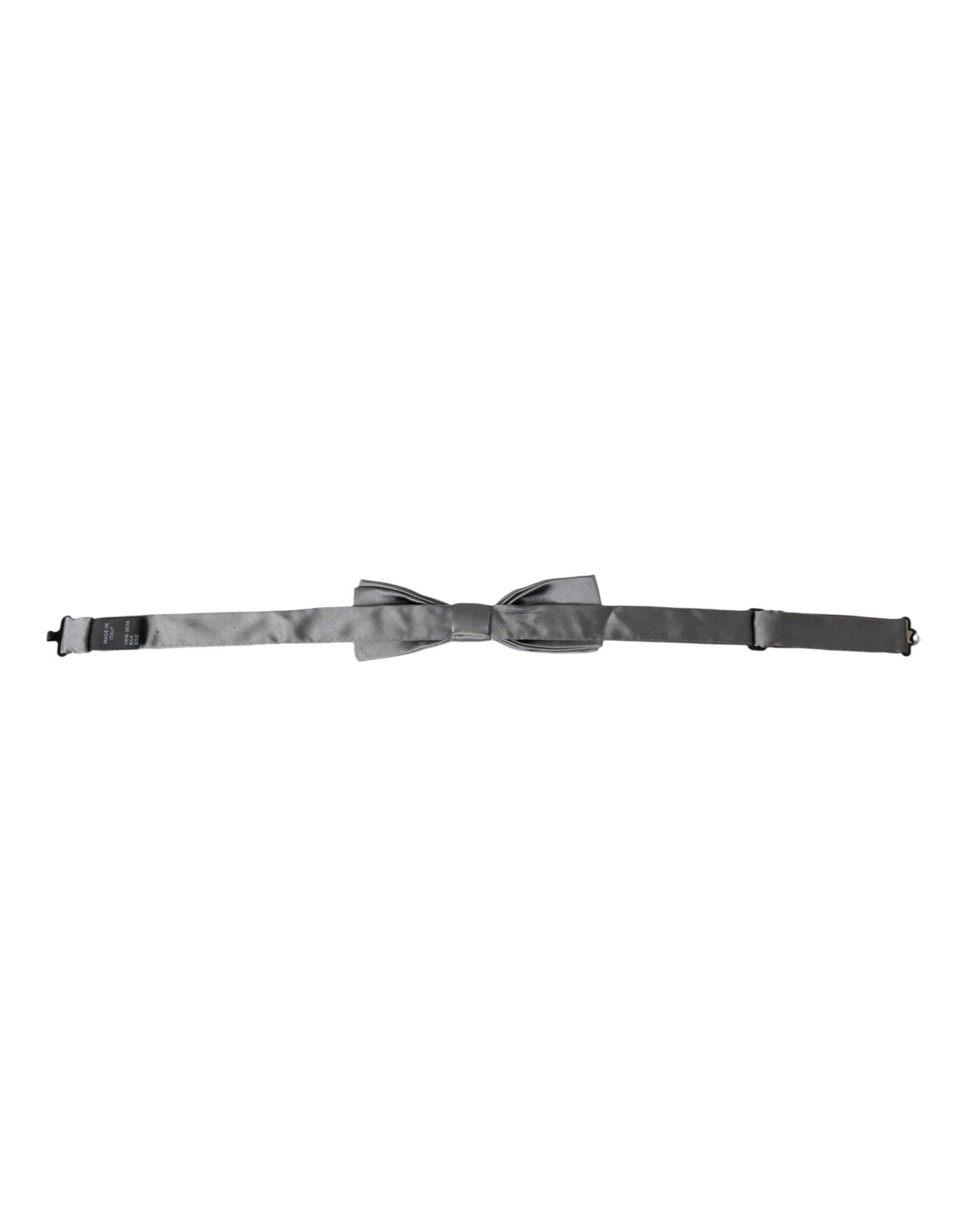 Dolce & Gabbana Gray Satin Silk Adjustable Neck Men Papillon Bow Tie - ClickThatClicks 
