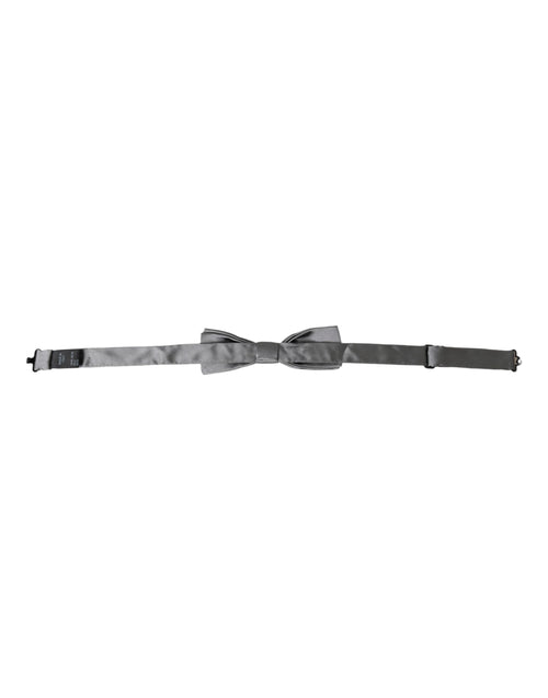 Dolce & Gabbana Gray Satin Silk Adjustable Neck Men Papillon Bow Tie - ClickThatClicks 
