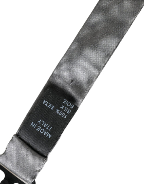 Dolce & Gabbana Gray Satin Silk Adjustable Neck Men Papillon Bow Tie - ClickThatClicks 