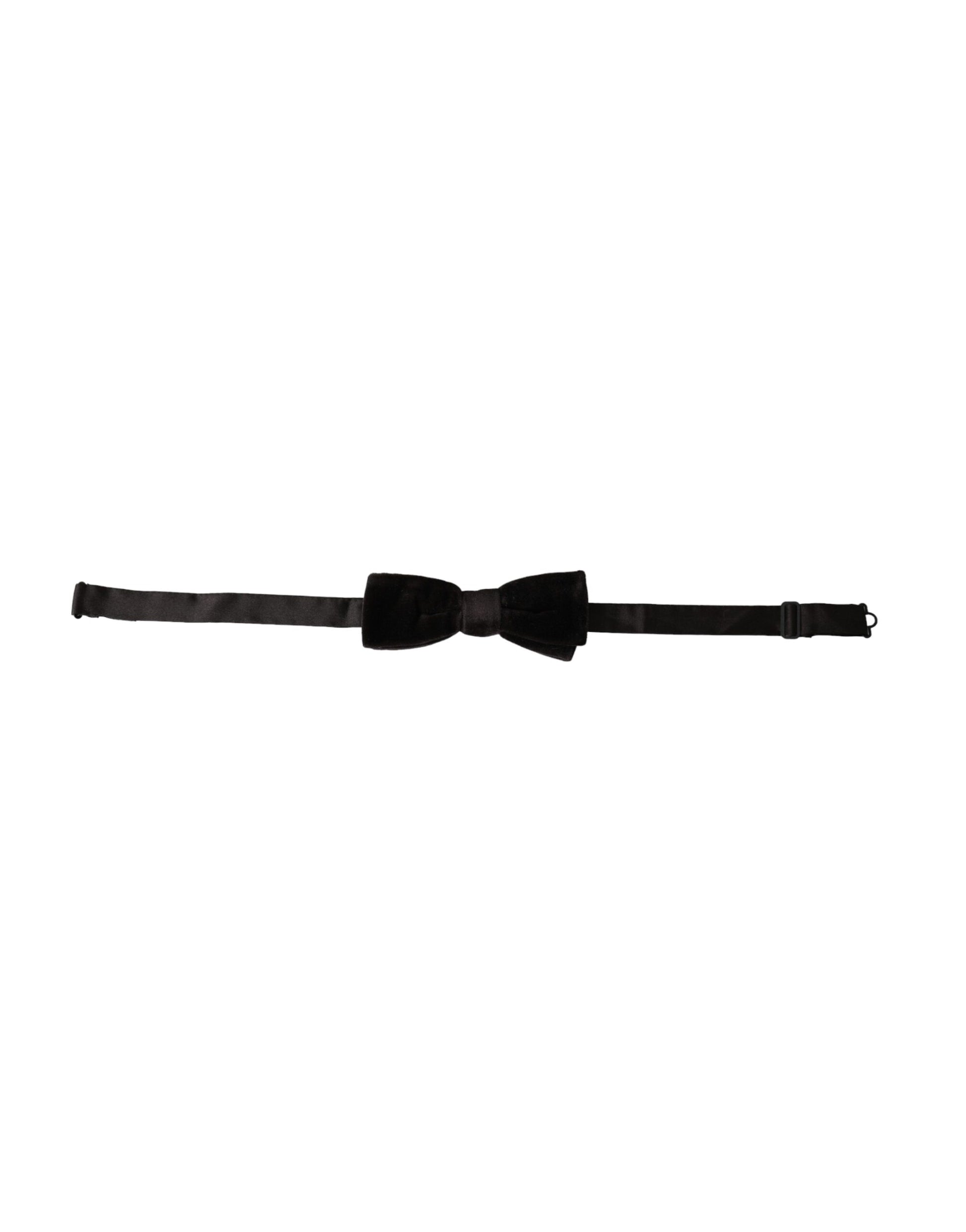 Dolce & Gabbana Black Velvet Cotton Adjustable Neck Men Bow Tie - ClickThatClicks 