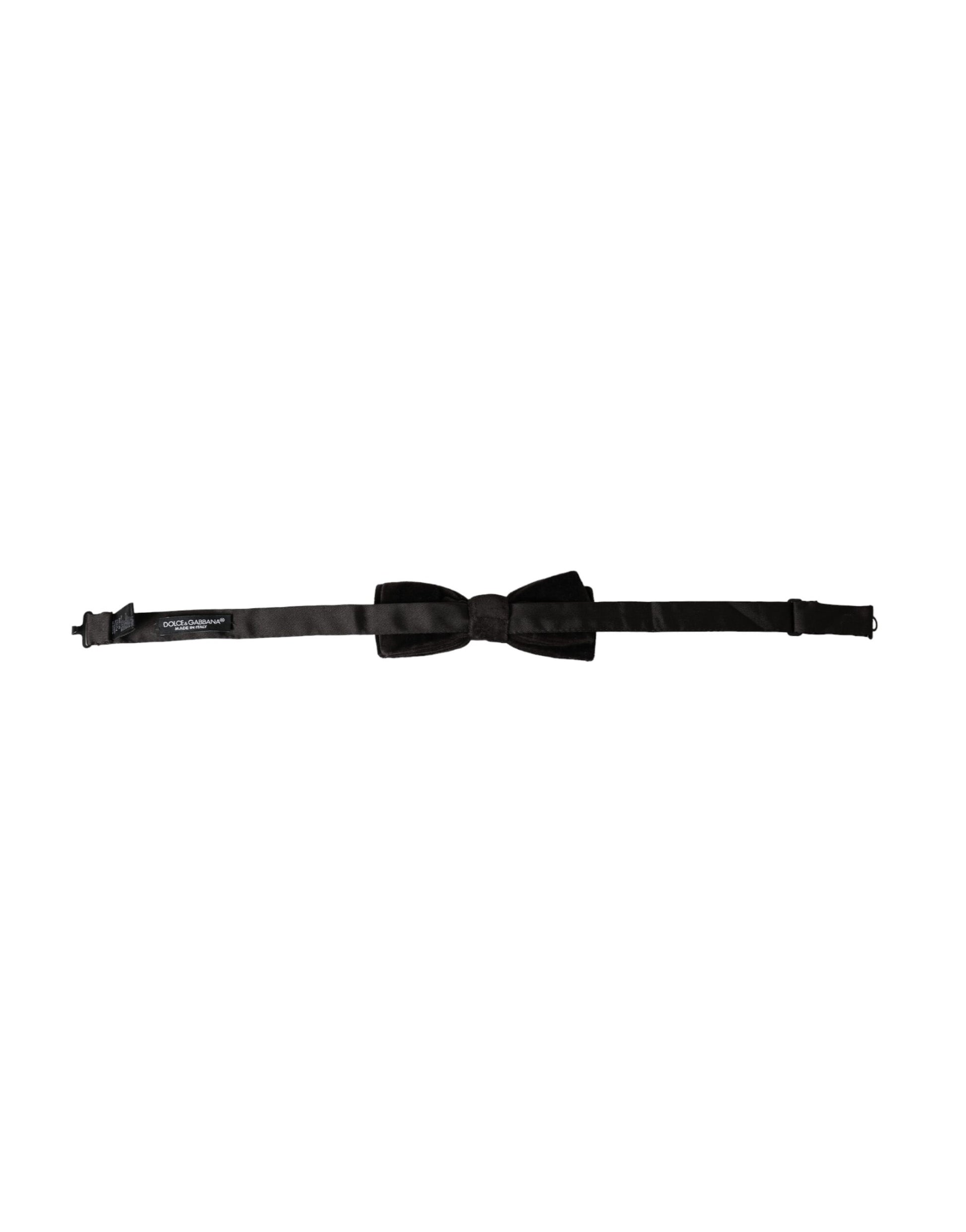 Dolce & Gabbana Black Velvet Cotton Adjustable Neck Men Bow Tie - ClickThatClicks 