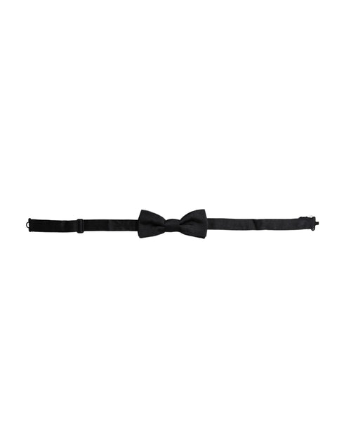 Dolce & Gabbana Black Silk Adjustable Neck Men Bow Tie - ClickThatClicks 