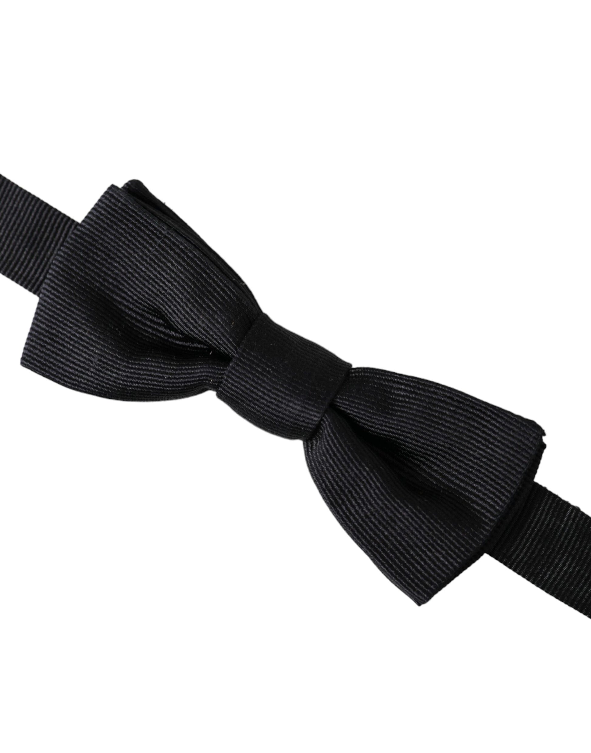 Dolce & Gabbana Black Silk Adjustable Neck Men Bow Tie - ClickThatClicks 