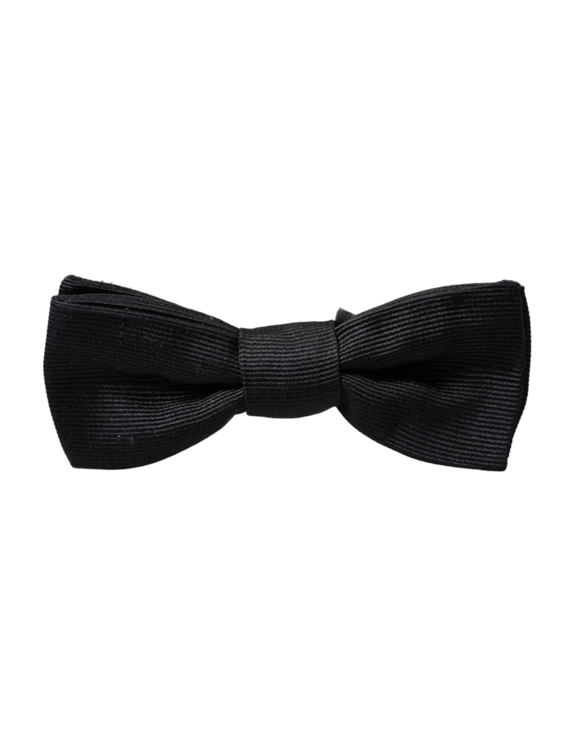 Dolce & Gabbana Black Silk Adjustable Neck Men Bow Tie - ClickThatClicks 