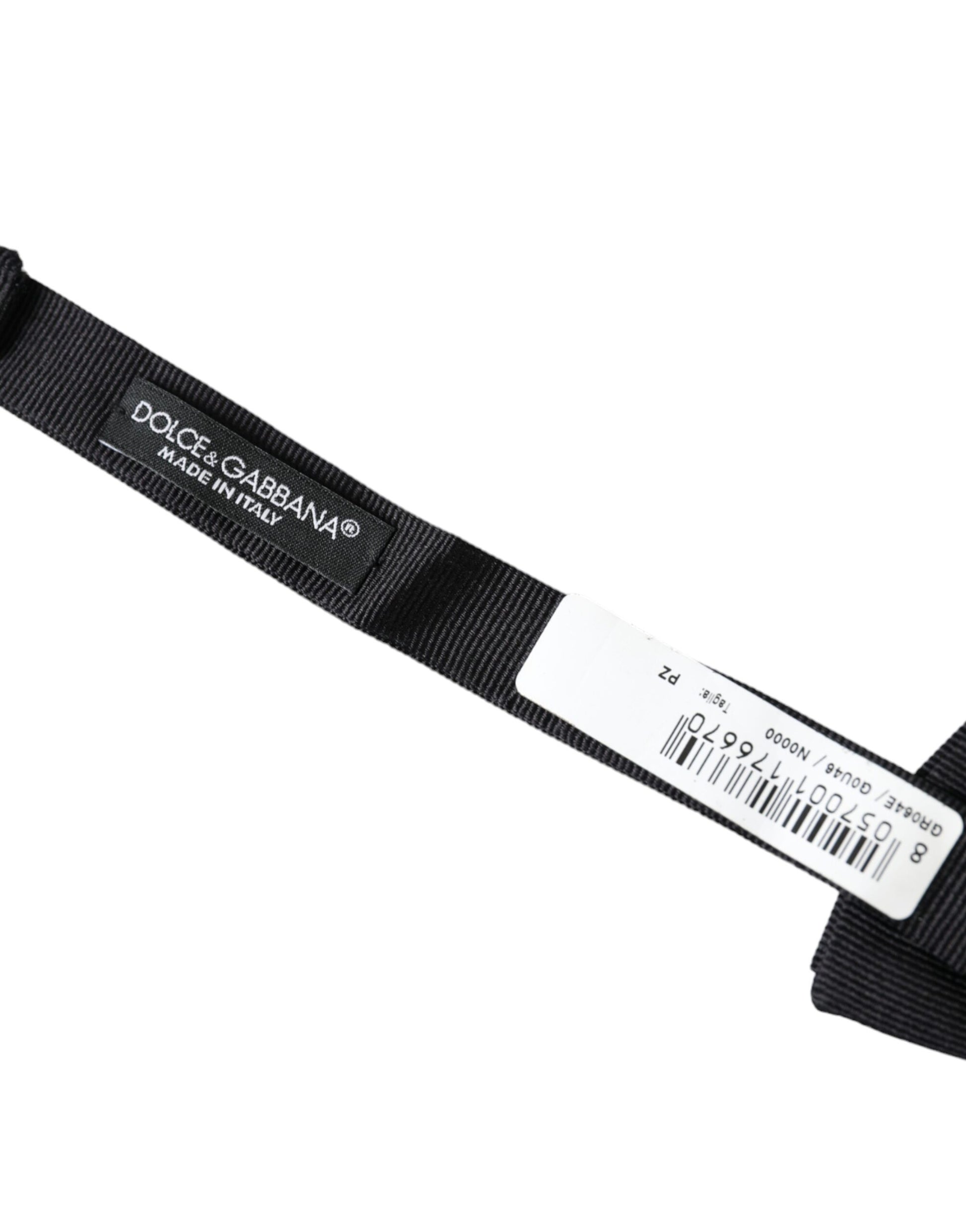 Dolce & Gabbana Black Silk Adjustable Neck Men Bow Tie - ClickThatClicks 