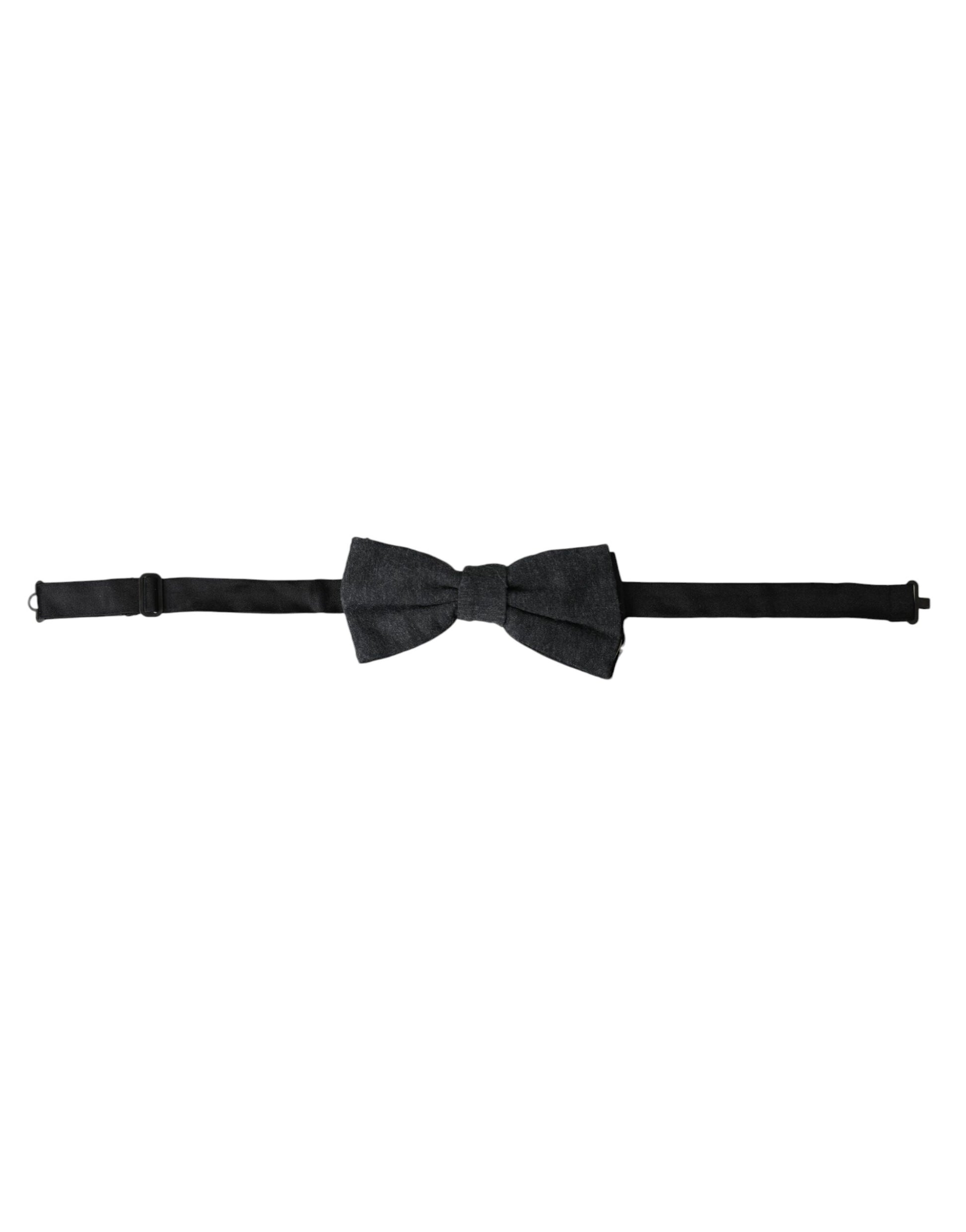 Dolce & Gabbana Dark Gray Silk Adjustable Neck Men Bow Tie - ClickThatClicks 