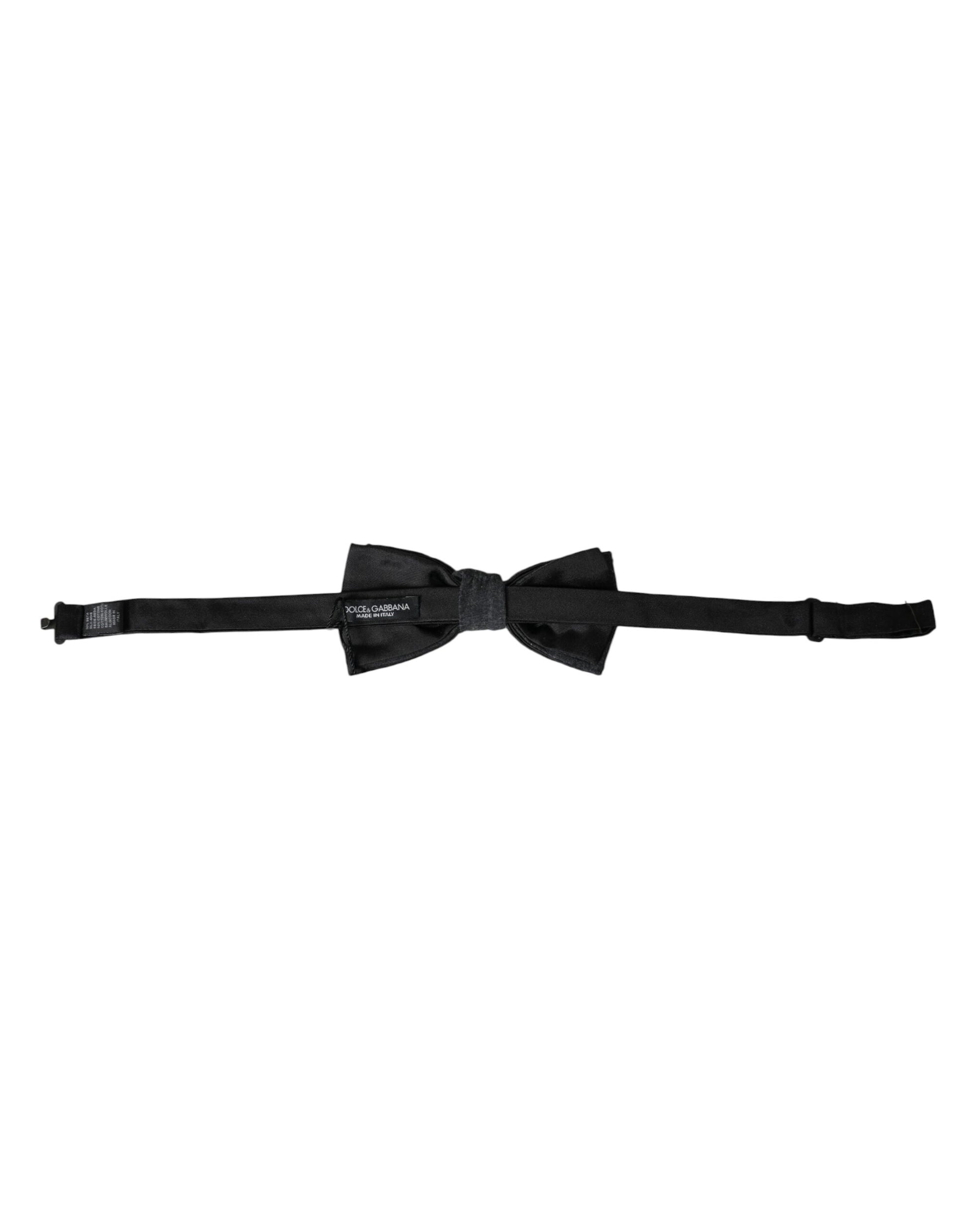 Dolce & Gabbana Dark Gray Silk Adjustable Neck Men Bow Tie - ClickThatClicks 