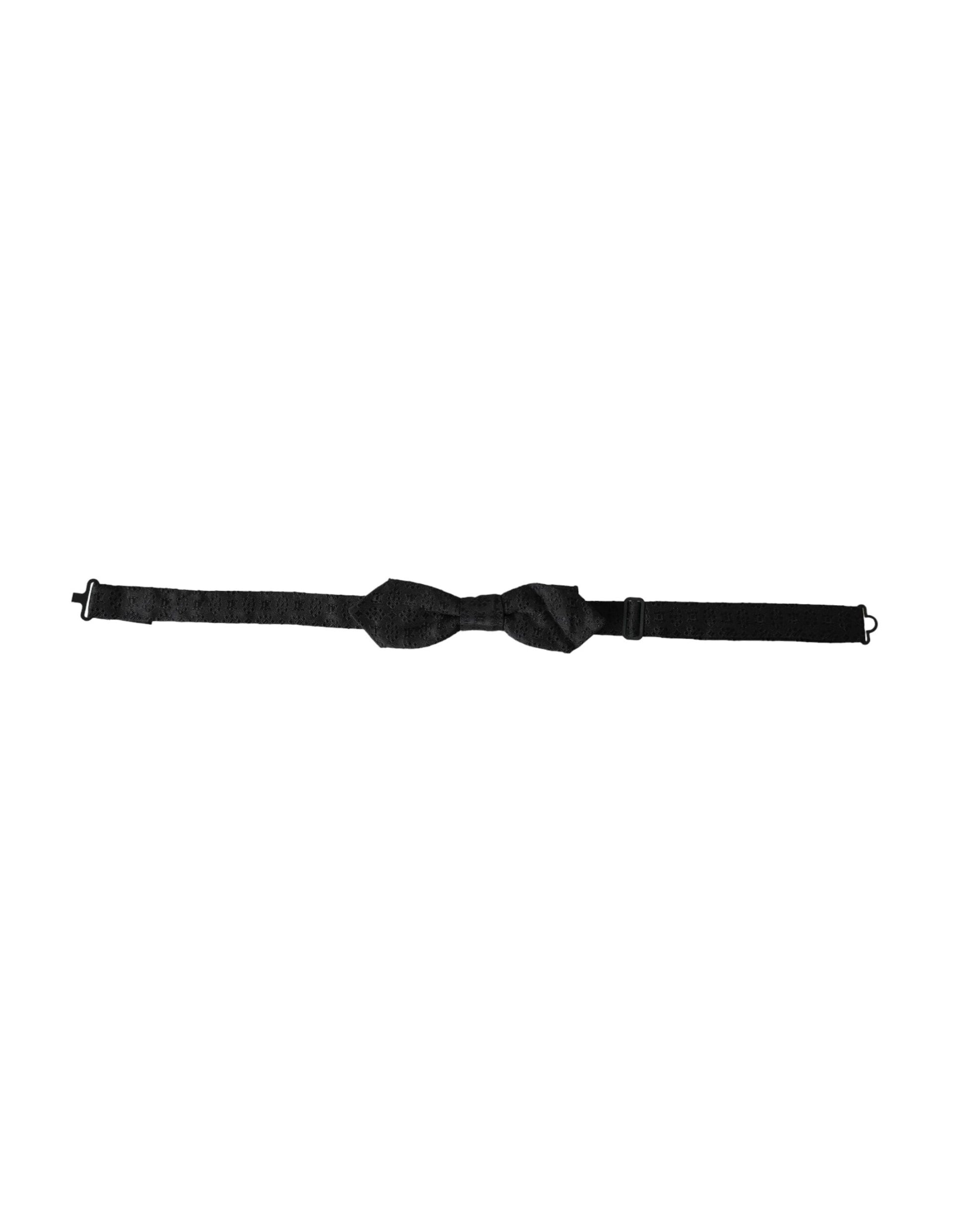 Dolce & Gabbana Black Silk Fantasy Adjustable Neck Men Bow Tie - ClickThatClicks 