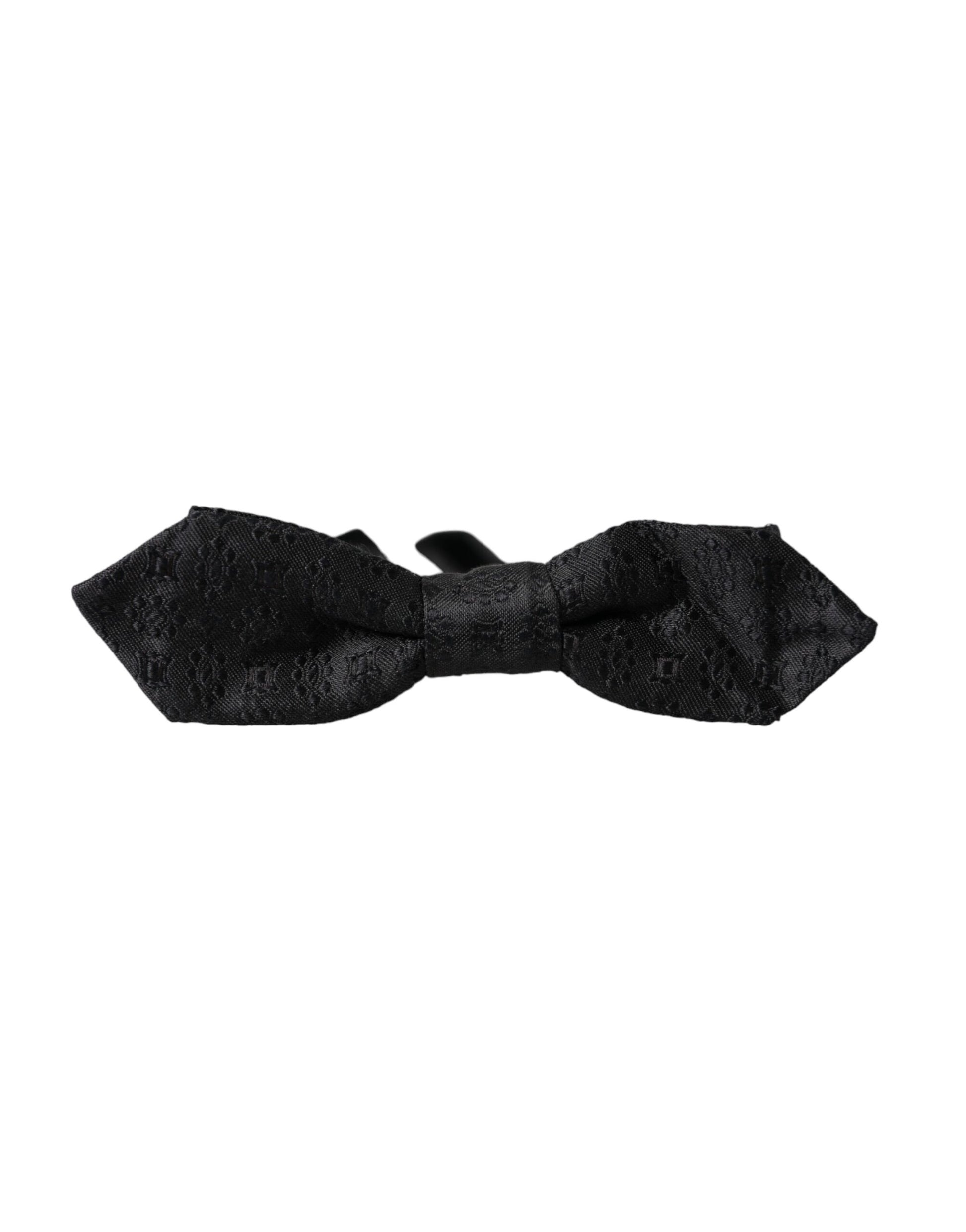 Dolce & Gabbana Black Silk Fantasy Adjustable Neck Men Bow Tie - ClickThatClicks 