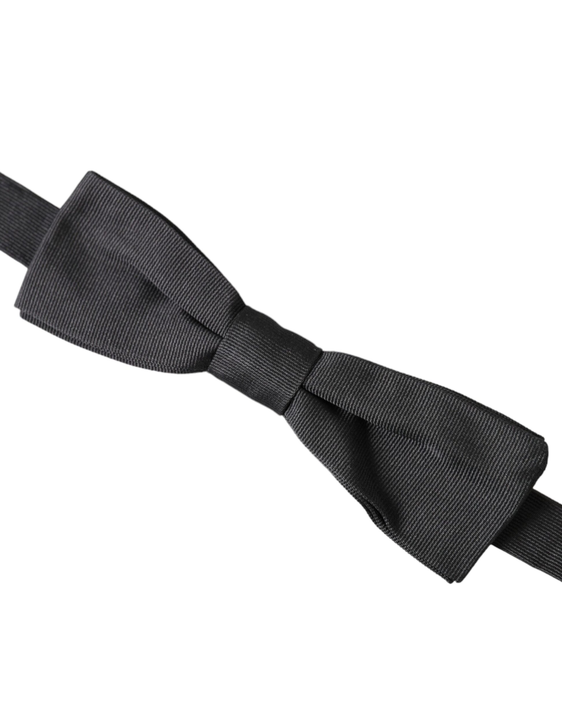 Dolce & Gabbana Black Silk Adjustable Neck Men Bow Tie - ClickThatClicks 