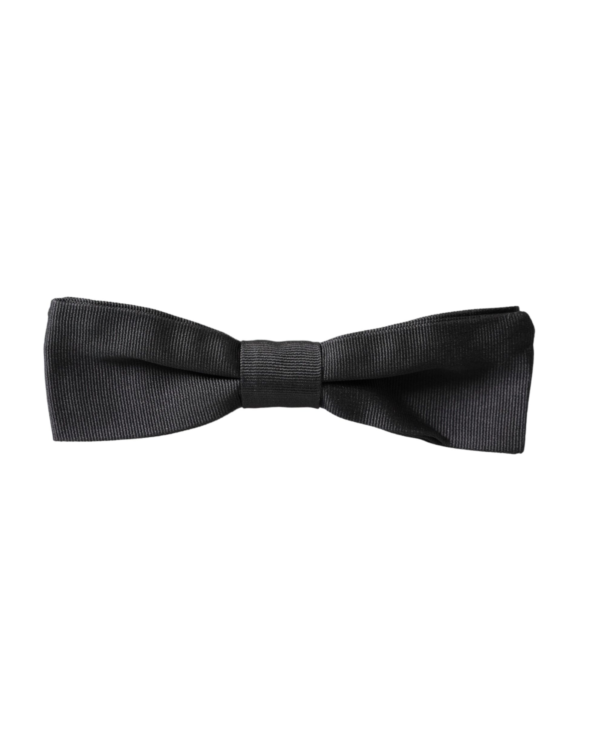Dolce & Gabbana Black Silk Adjustable Neck Men Bow Tie - ClickThatClicks 