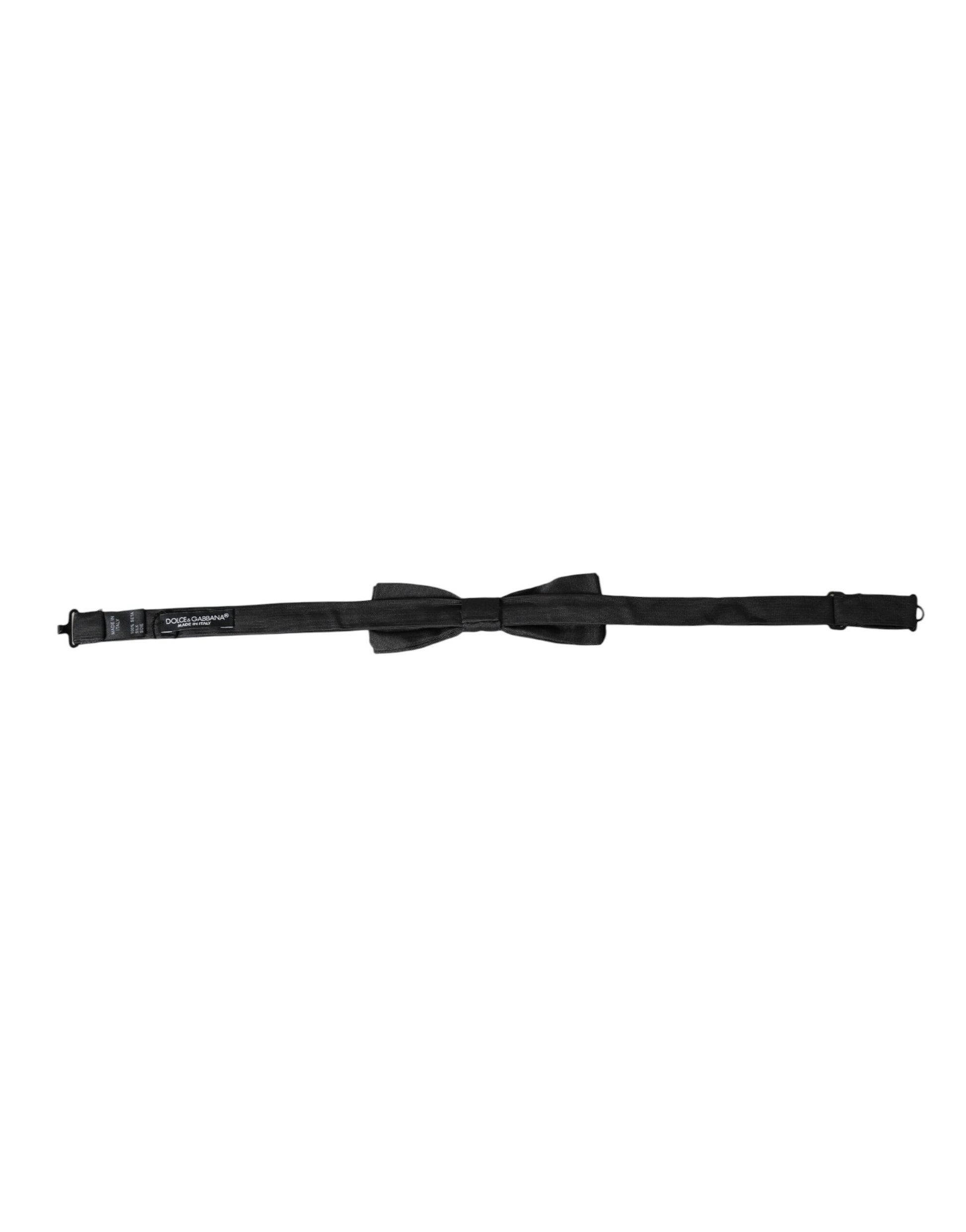 Dolce & Gabbana Black Silk Adjustable Neck Men Bow Tie - ClickThatClicks 