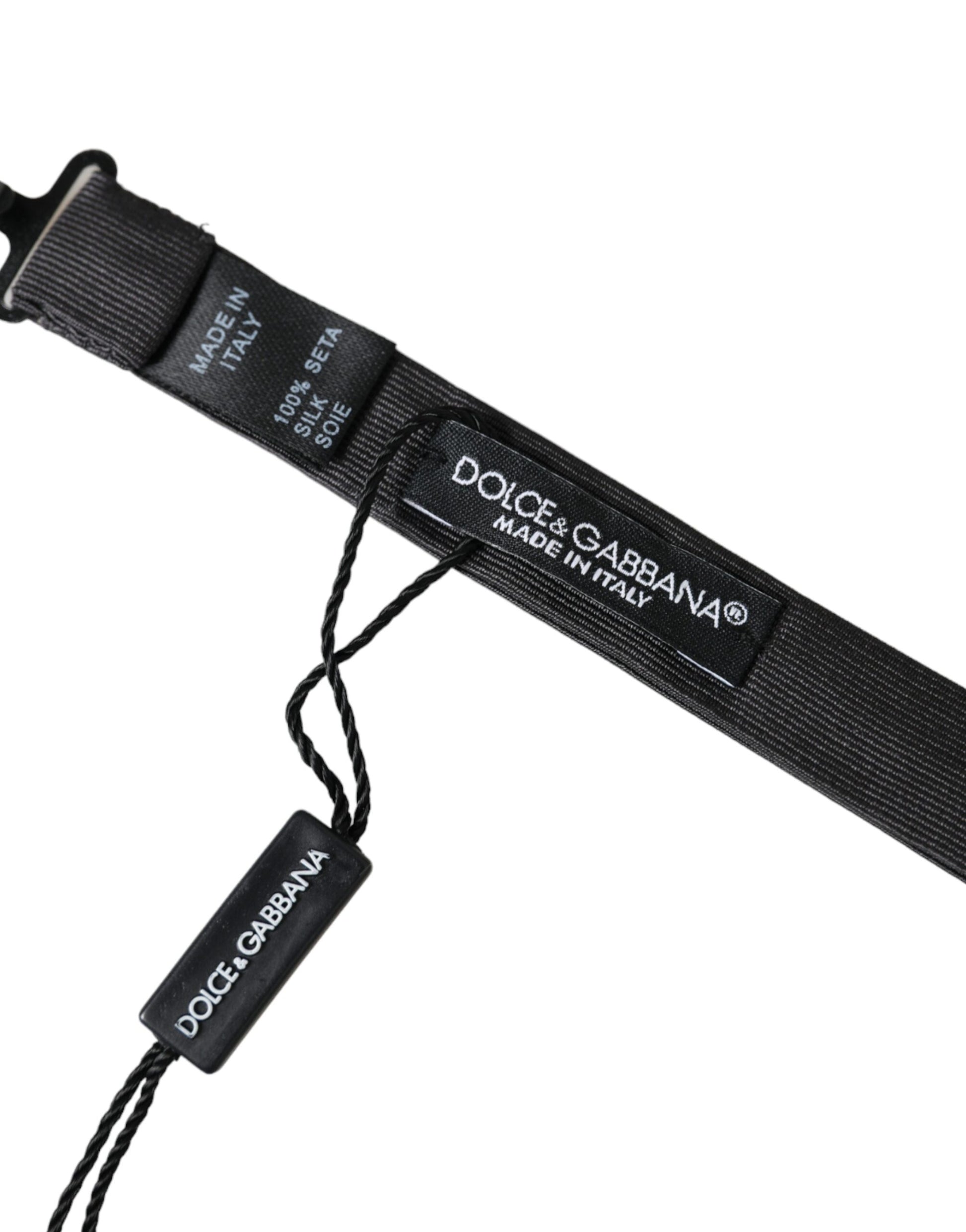 Dolce & Gabbana Black Silk Adjustable Neck Men Bow Tie - ClickThatClicks 